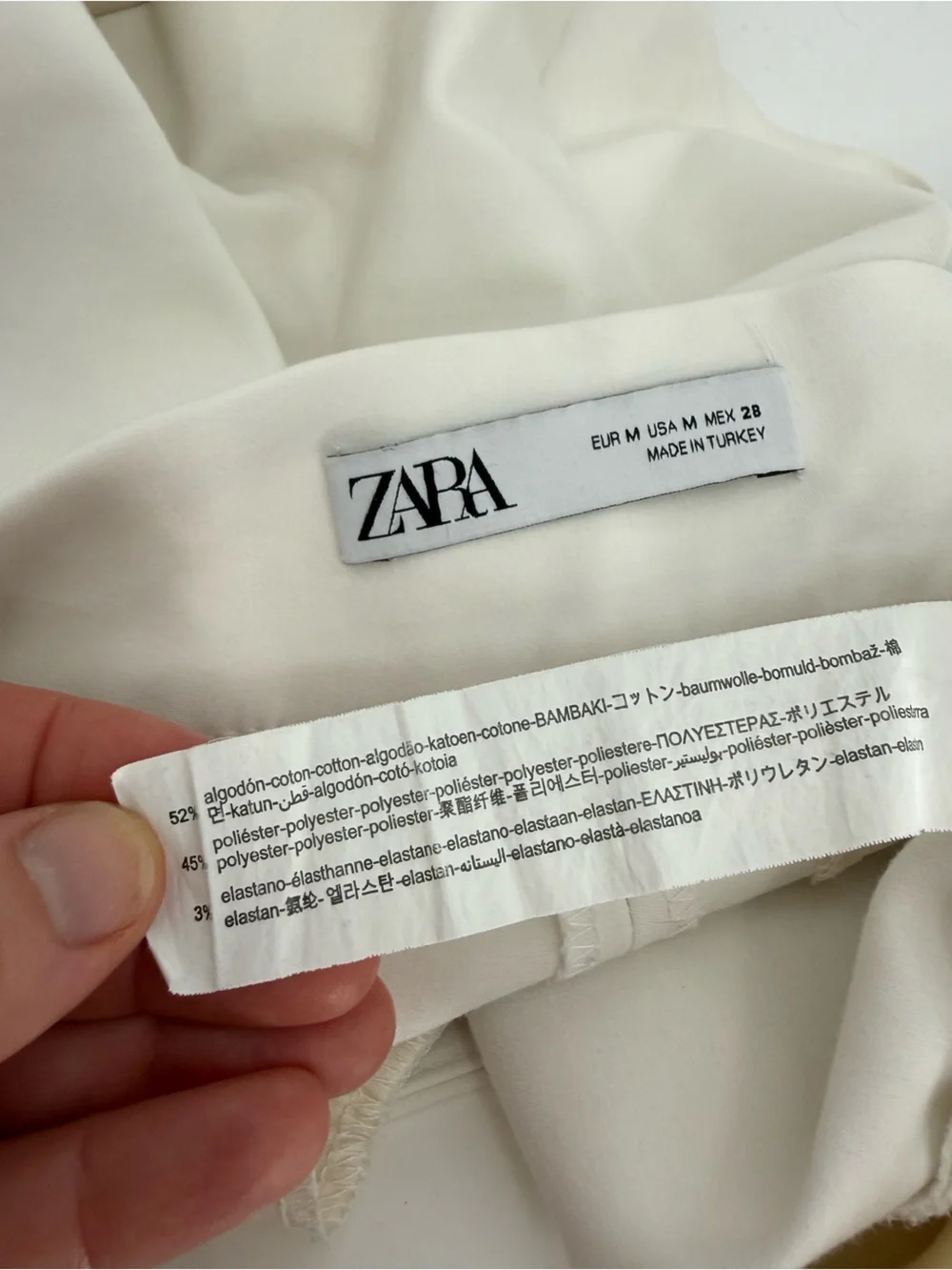 Zara High Rise Side Zip Tailored Shorts | White | Medium